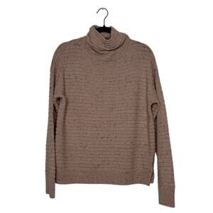 Madewell Ribbed Turtleneck Sweater | Neutral Wool Blend | Size L